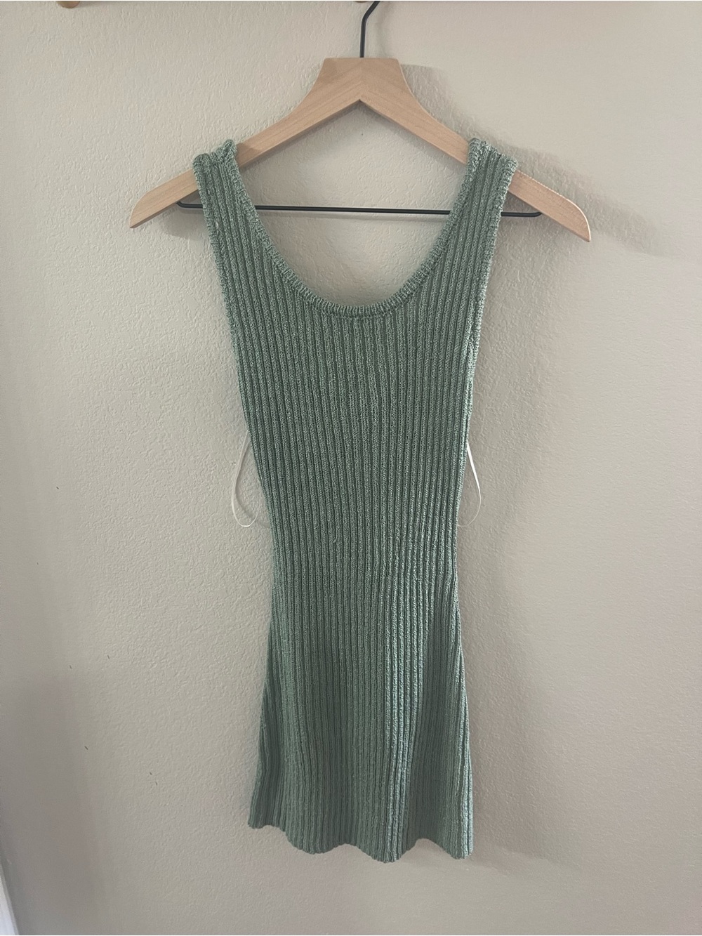 Sleeveless Ribbed Knit Dress in Sage Green